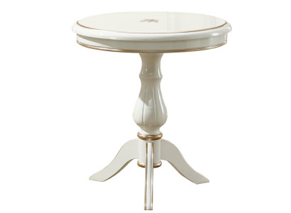 Side table White Round Classic Wood Design Living room Furniture Luxury Elegant